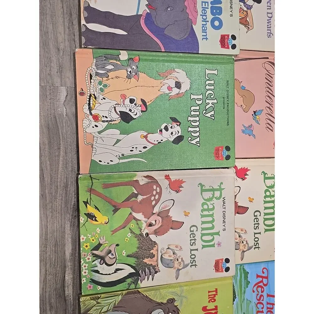 Walt Disney 1980s Bantam Books Collection Of 13 Hardcover Bambi Snow White + B5